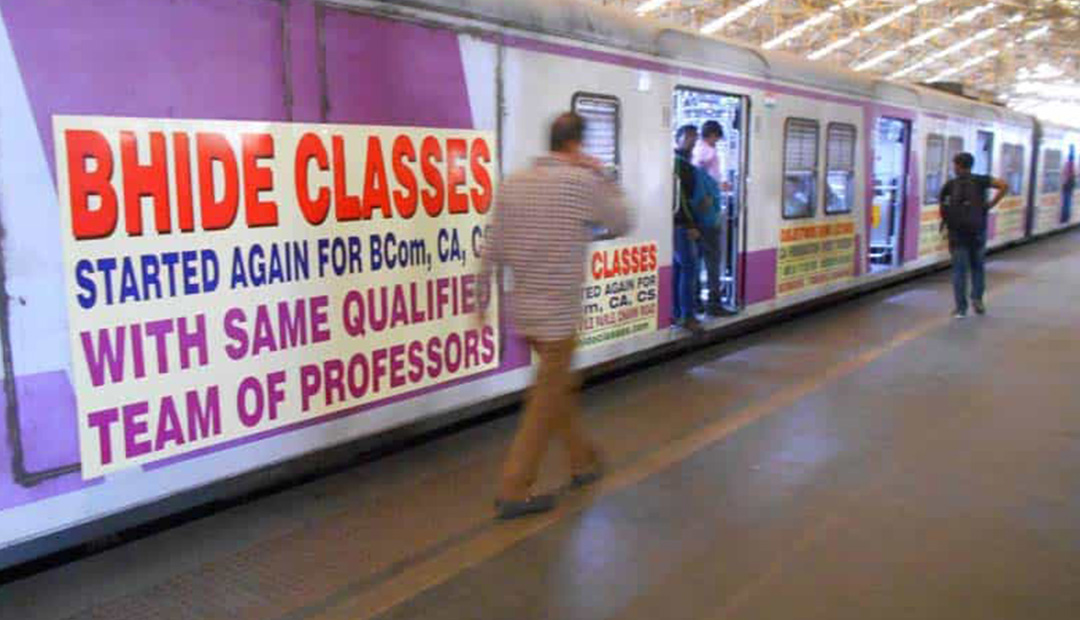 local train advertising Mumbai, railway advertising in Mumbai